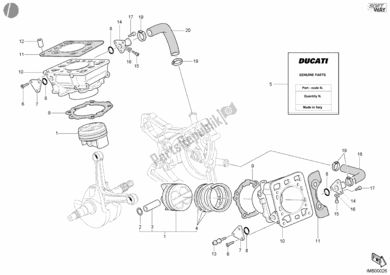 Toutes les pièces pour le Cylindre - Piston du Ducati Superbike 748 E 2002